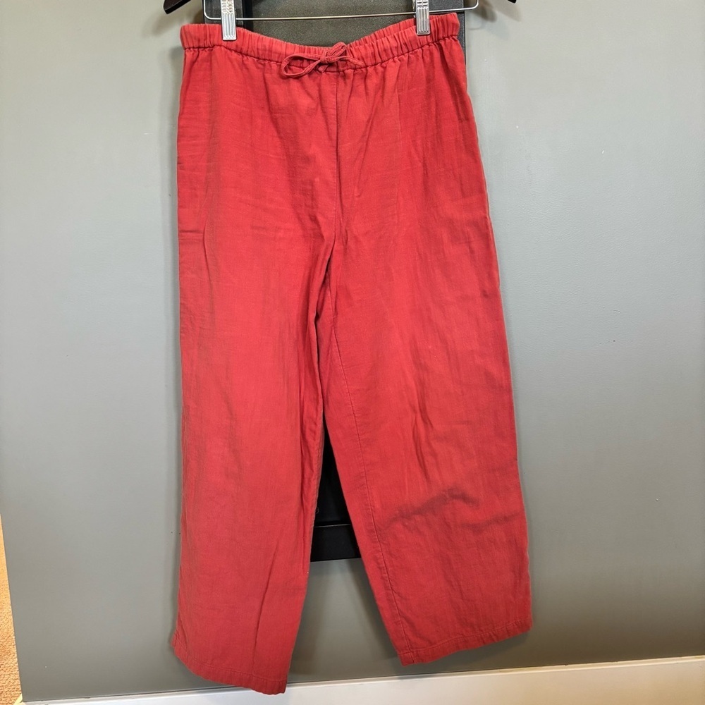 Eileen Fisher Coral Cotton Wide-Leg Cropped Pants size PP​